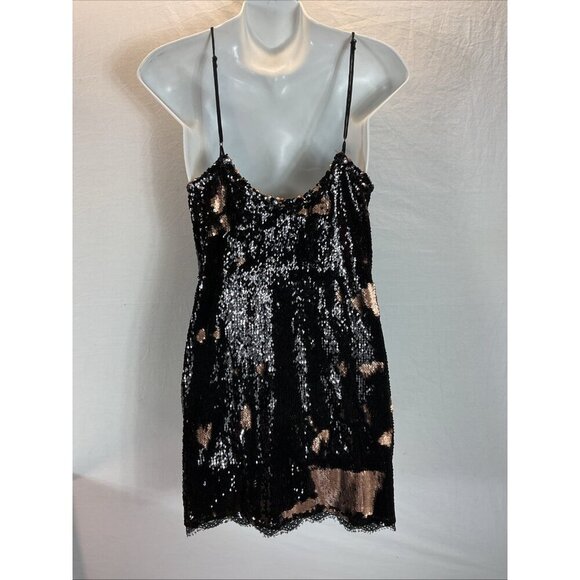 Intimately Free People Seeing Double Sequin Dress size M gold black Vegas party - Picture 4 of 9